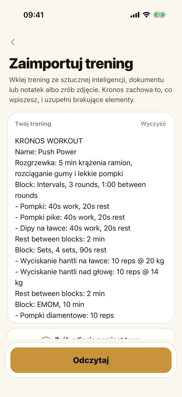 Zaimportuj trening